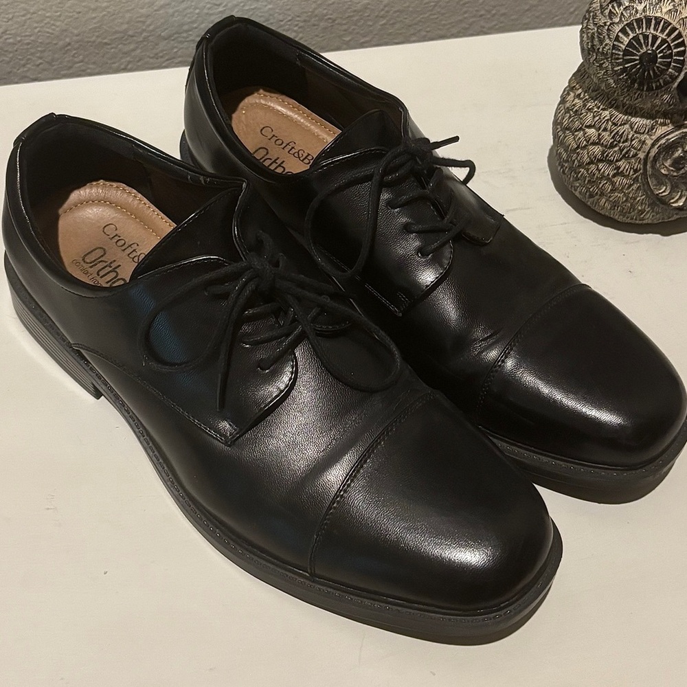 Black Men's Cap Toe Dress Shoes Size 10